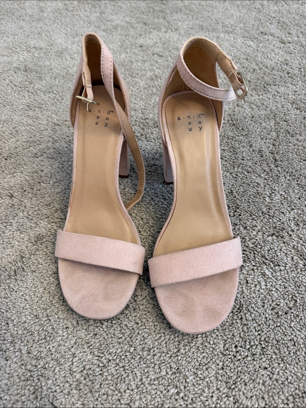 a new day Blush Pink Suede Block Heel Sandals